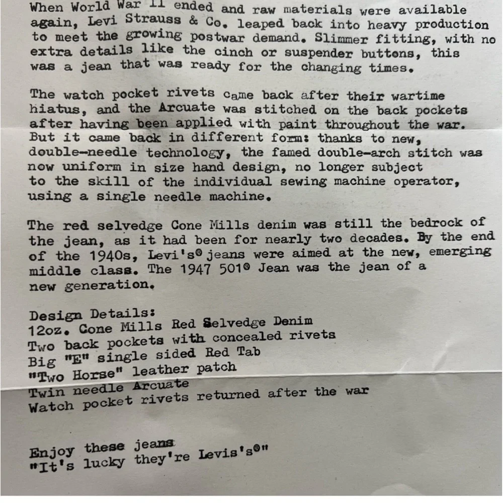 Levi's Vintage Clothing
1947 501 ORIGINAL FIT SELVEDGE JEANS Reproduction 28x32 - Picture 8 of 12